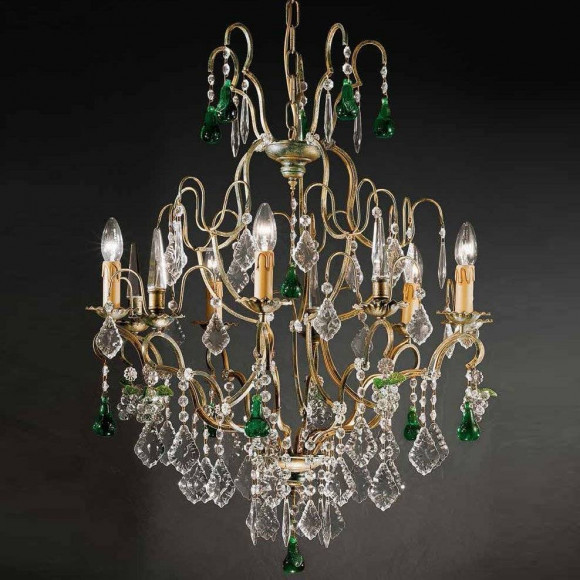 Люстра Beby Group Old style 3309/5 Green gold HALF CUT WITH GLASS FRUITS