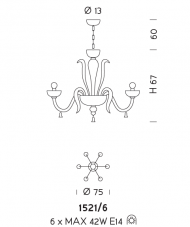 Подвесной светильник Sylkom Foscari 1521/6 Подвесной светильник Sylkom Foscari 1521/6
