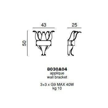 Настенный светильник Beby Group Milano Deco 8030A04 Light gold Transparent Glass Настенный светильник Beby Group Milano Deco 8030A04 Light gold Transparent Glass