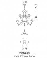 Подвесной светильник Sylkom Foscari 1521/6+3 Подвесной светильник Sylkom Foscari 1521/6+3