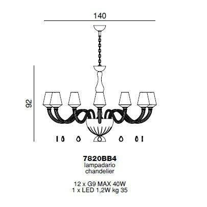 Люстра Beby Group Pure 7820BB4 Chrome Silver Cortina Black Lilac