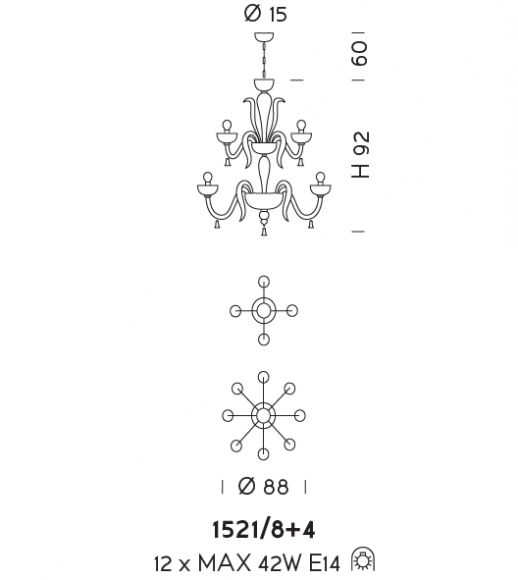 Подвесной светильник Sylkom Foscari 1521/8+4 Подвесной светильник Sylkom Foscari 1521/8+4