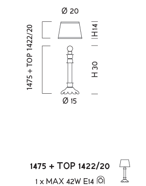 Настольная лампа Sylkom Dea 1475 + TOP 1422/20 Настольная лампа Sylkom Dea 1475 + TOP 1422/20