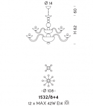 Подвесной светильник Sylkom Candiano 1532/8+4 Подвесной светильник Sylkom Candiano 1532/8+4