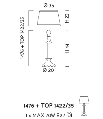 Настольная лампа Sylkom Dea 1476 + TOP 1422/35 Настольная лампа Sylkom Dea 1476 + TOP 1422/35