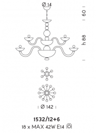 Подвесной светильник Sylkom Candiano 1532/12+6 Подвесной светильник Sylkom Candiano 1532/12+6