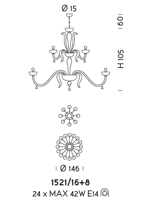 Подвесной светильник Sylkom Foscari 1521/16+8 Подвесной светильник Sylkom Foscari 1521/16+8