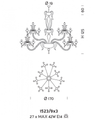 Подвесной светильник Sylkom Foscari 1523/9x3 Подвесной светильник Sylkom Foscari 1523/9x3