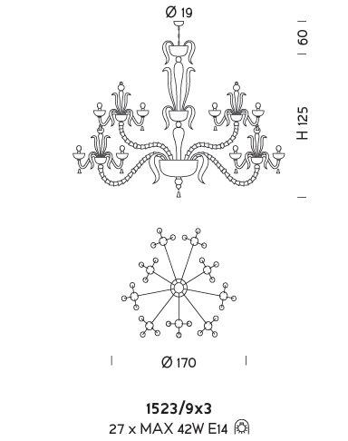 Подвесной светильник Sylkom Foscari 1523/9x3