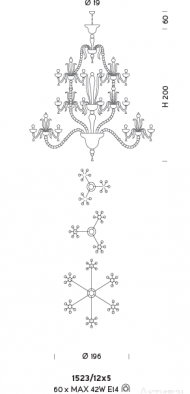 Подвесной светильник Sylkom Foscari 1523/12x5 Подвесной светильник Sylkom Foscari 1523/12x5