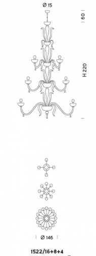 Подвесной светильник Sylkom Foscari 1522/16+8+4 Подвесной светильник Sylkom Foscari 1522/16+8+4