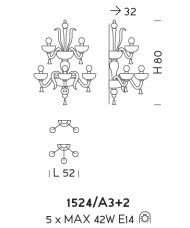 Настенный светильник Sylkom Foscari 1524/A3+2 Настенный светильник Sylkom Foscari 1524/A3+2