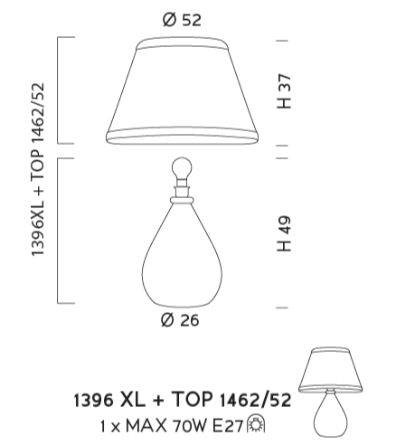 Настольная лампа Sylkom Felicita 1396 XL + TOP 1462/52