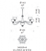 Подвесная люстра Sylcom Disoris 3400/6+6 Подвесная люстра Sylcom Disoris 3400/6+6
