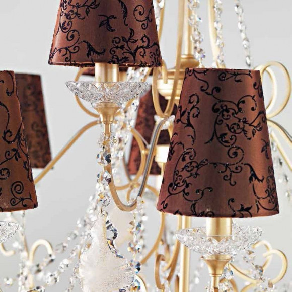 Люстра Beby Group Nuovo Vintage 3100/10+5 Satin Gold Brown Damasco Black White Silver Leaf Люстра Beby Group Nuovo Vintage 3100/10+5 Satin Gold Brown Damasco Black White Silver Leaf