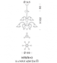 Подвесной светильник Sylkom Grimani 1479/6+3 Подвесной светильник Sylkom Grimani 1479/6+3
