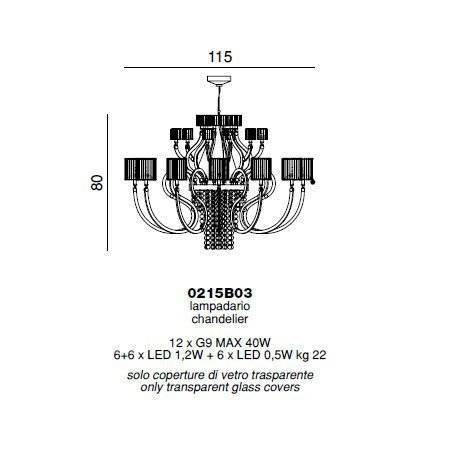 Люстра Beby Group Prive 0215B03 Chrome Silver Cortina White Люстра Beby Group Prive 0215B03 Chrome Silver Cortina White
