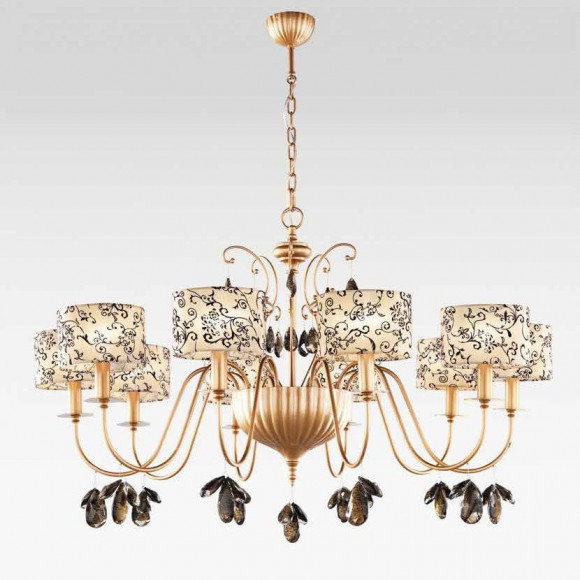 Люстра Beby Group Nuovo Vintage 510/10 Satin Gold Beige Damasco Black Black Gold Leaf Люстра Beby Group Nuovo Vintage 510/10 Satin Gold Beige Damasco Black Black Gold Leaf