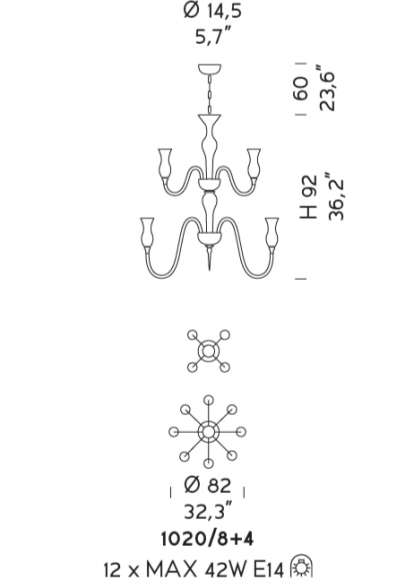 Люстра подвесная Sylcom Teodato 1020/8+4