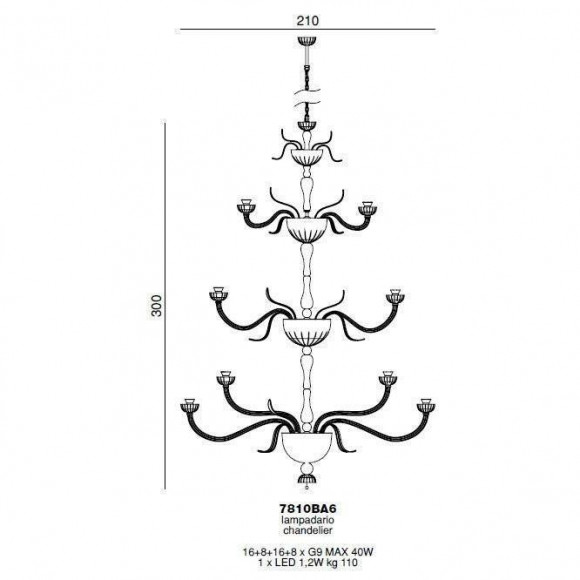 Люстра Beby Garden Party 7810BA6 Gold Multi glass SW Jet Turquoise