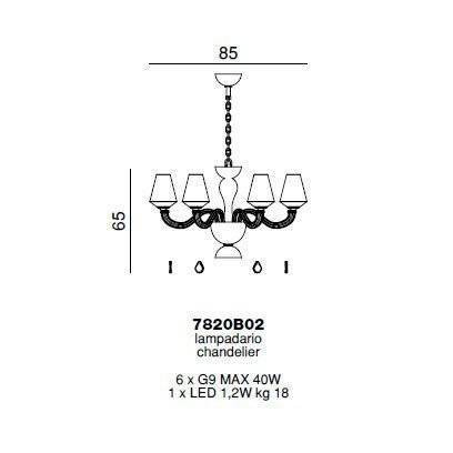 Люстра Beby Group Pure 7820B02 Chrome Turquoise Capri White White Silver Leaf