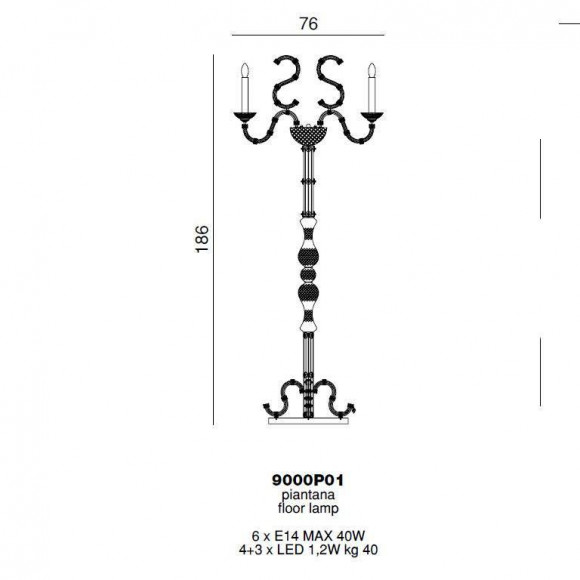 Торшер Beby Queen of Roses 9000P01 Light gold Swarovski Plaque