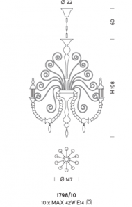 Подвесной светильник Sylkom Bucintoro 1798/10 Подвесной светильник Sylkom Bucintoro 1798/10