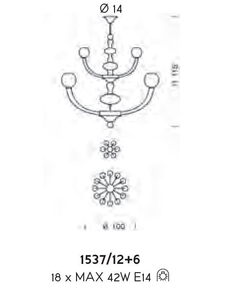 Подвесной светильник Sylkom Balbi 1537/12+6 Подвесной светильник Sylkom Balbi 1537/12+6