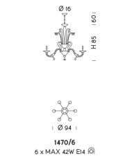 Подвесной светильник Sylkom Rezzonico 1470/6