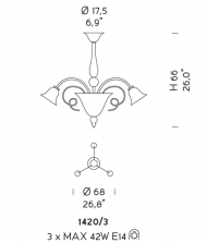 Подвесная люстра Sylcom Venier 1420/3 Подвесная люстра Sylcom Venier 1420/3
