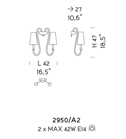 Настенный светильник Sylkom Margot 2950/A2 Настенный светильник Sylkom Margot 2950/A2