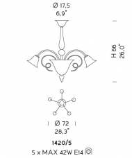 Подвесная люстра Sylcom Venier 1420/5 Подвесная люстра Sylcom Venier 1420/5