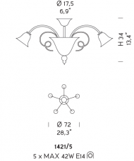 Подвесная люстра Sylcom Venier 1421/5 Подвесная люстра Sylcom Venier 1421/5
