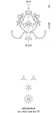 Подвесной светильник Sylkom Rezzonico 1471/12+6+6