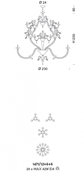 Подвесной светильник Sylkom Rezzonico 1471/12+6+6