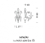 Настенный светильник Sylkom Rezzonico 1474/A1 Настенный светильник Sylkom Rezzonico 1474/A1