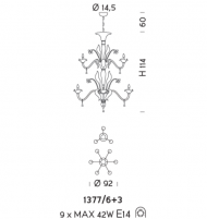 Подвесной светильник Sylkom Giustinian 1377/6+3 Подвесной светильник Sylkom Giustinian 1377/6+3