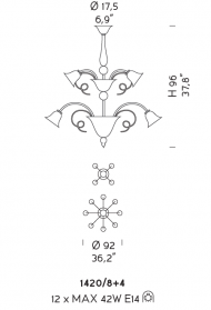 Подвесная люстра Sylcom Venier 1420/8+4 Подвесная люстра Sylcom Venier 1420/8+4