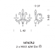 Настенный светильник Sylkom Rezzonico 1474/A2 Настенный светильник Sylkom Rezzonico 1474/A2