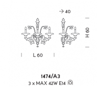 Настенный светильник Sylkom Rezzonico 1474/A3 Настенный светильник Sylkom Rezzonico 1474/A3