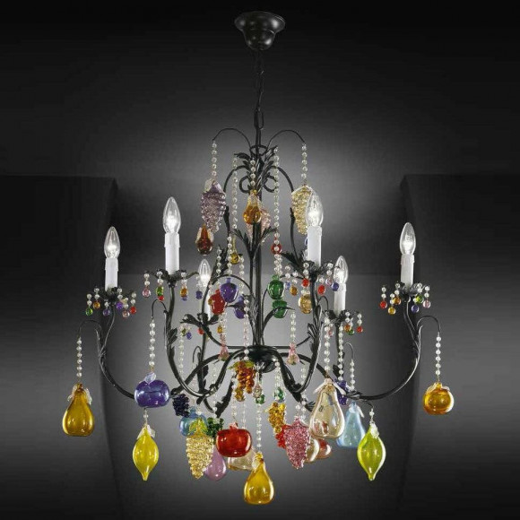 Люстра Beby Group Fruit 106/6 Satin Black multi murano Люстра Beby Group Fruit 106/6 Satin Black multi murano
