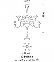 Подвесная люстра Sylcom Dolfin 1380/6+3
