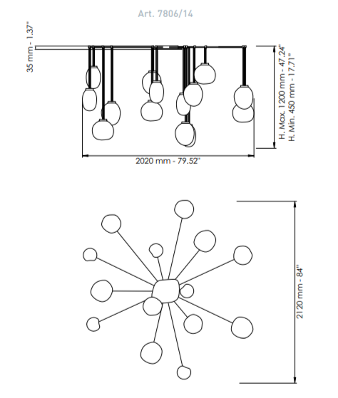 Подвесная люстра Patrizia Volpato Stone 7806 Подвесная люстра Patrizia Volpato Stone 7806
