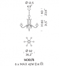 Люстра подвесная Sylcom Pisani 1430/6