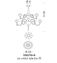 Подвесная люстра Sylcom Dolfin 1380/16+8