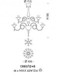 Подвесная люстра Sylcom Dolfin 1380/12+6