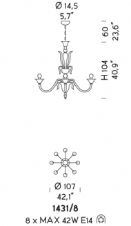 Подвесной светильник Sylkom Pisani 1431/8 Подвесной светильник Sylkom Pisani 1431/8